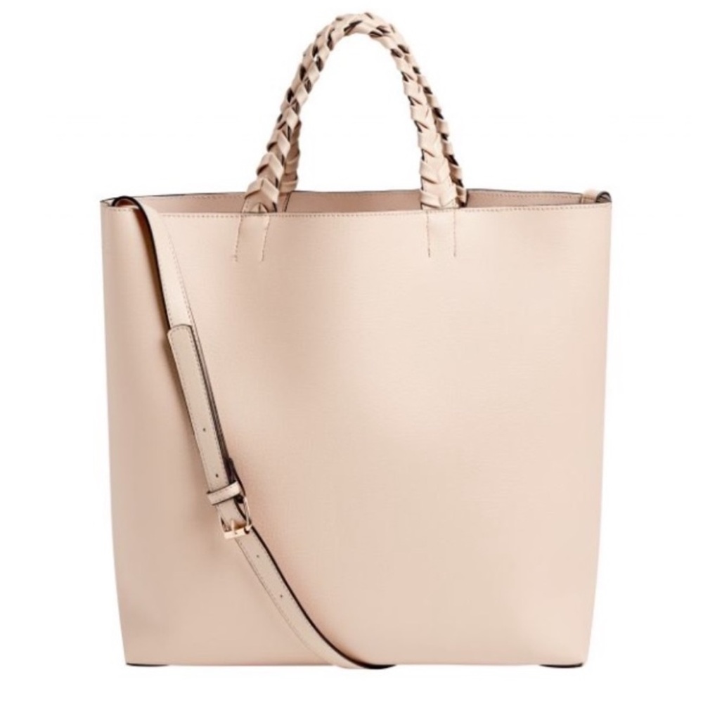 🕶️Jules Kae Pale Pink Neutral Vegan Leather Tote Braided Handles Anthropologie